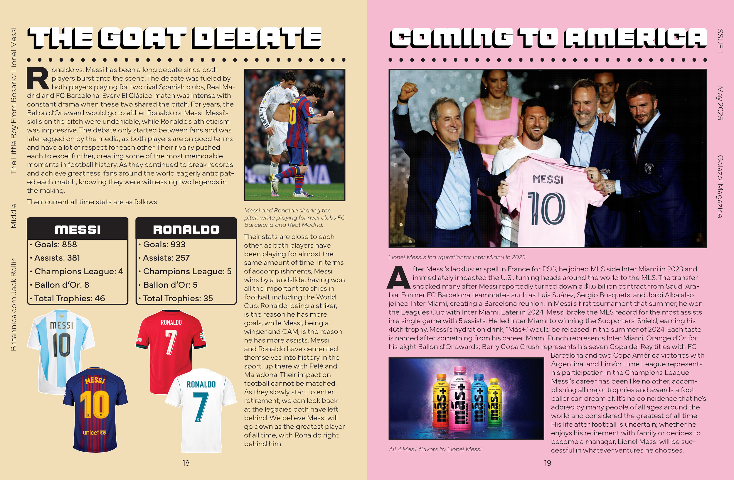 The debate over who the greatest player of all time is between Cristiano Ronaldo and Lionel Messi. Along with Messi's arrival to MLS team Inter Miami.