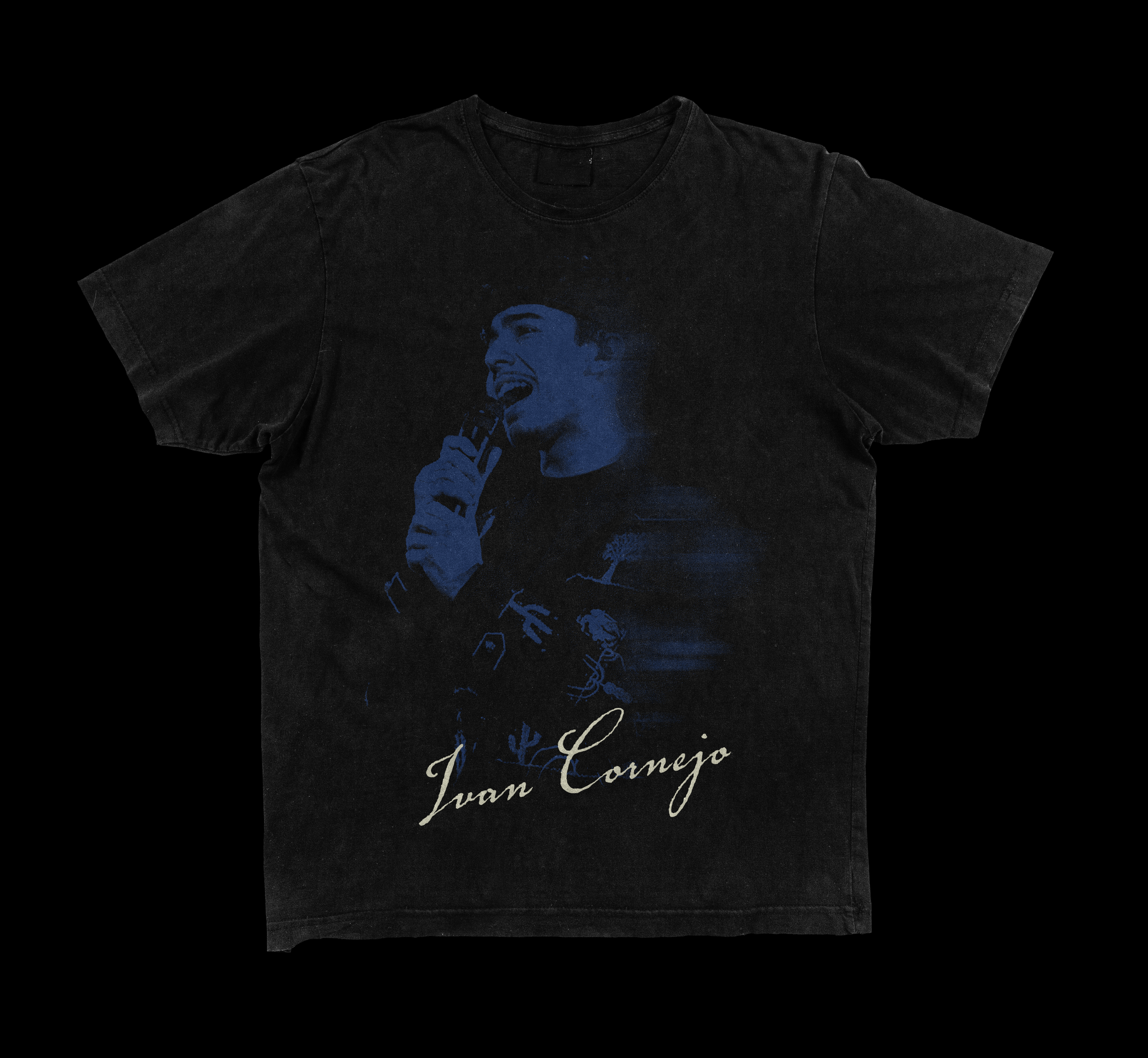 Concert tour T-shirt using elements from the poster.