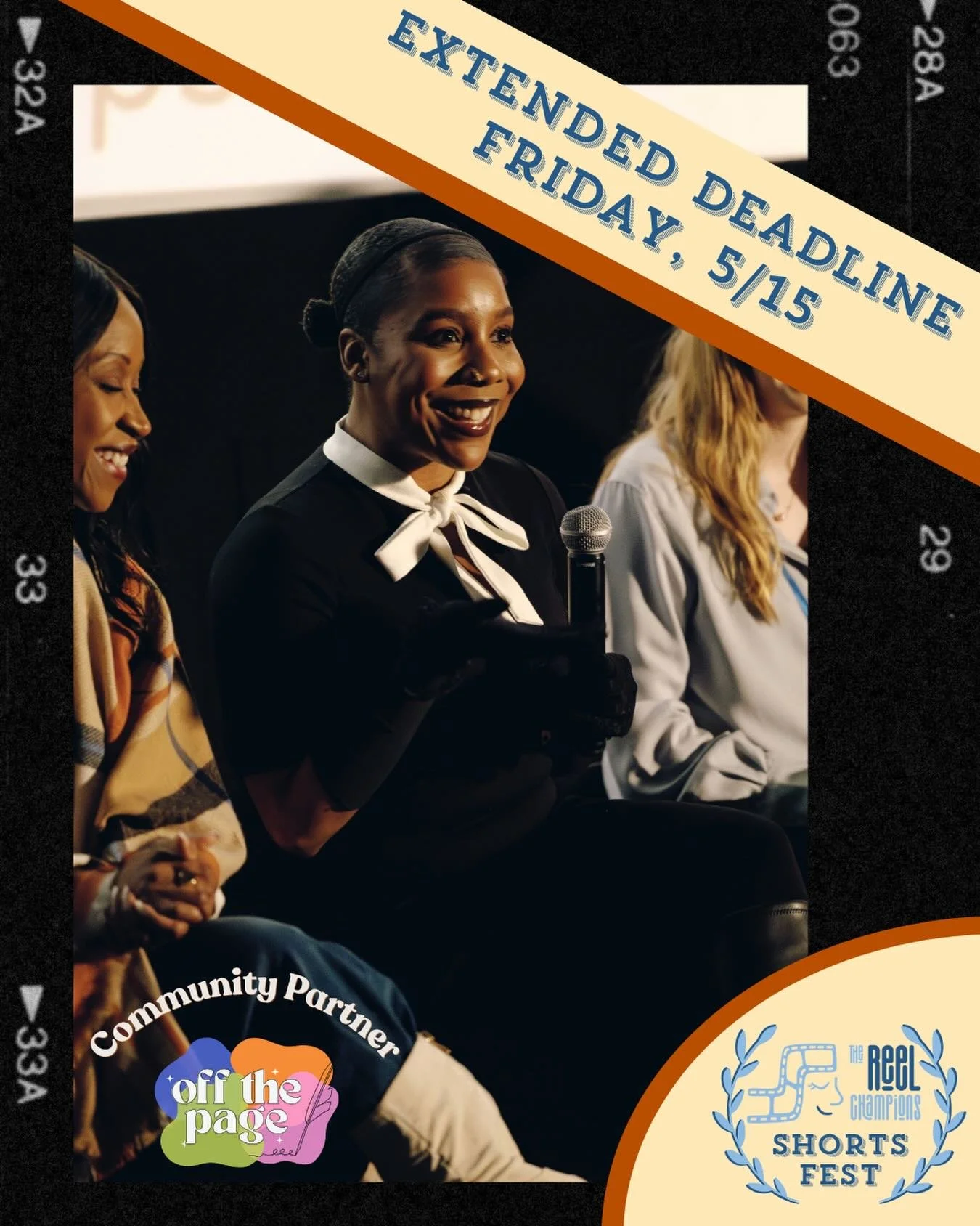 📣 Calling all women and non-binary filmmakers! The Extended Deadline for @thereelchamps Shorts Fest is May 15th. 

Submit your short film at the link in our bio + Off the Page members can DM us for an exclusive Community Partner Code for 15% off the