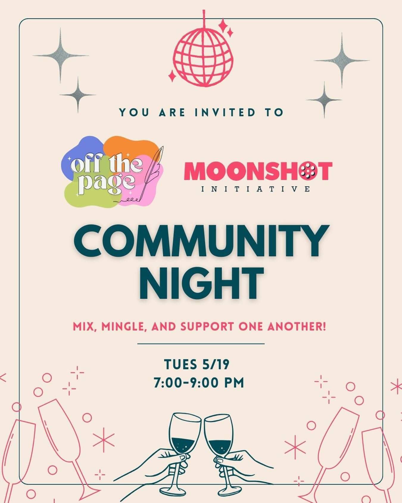 Mix, mingle, and make new creative connections ✨

Join @moonshotinitiative and Off the Page for a networking night bringing together women and gender-expansive folks in film &amp; TV. Come grab a drink, meet fellow writers and filmmakers, and build y