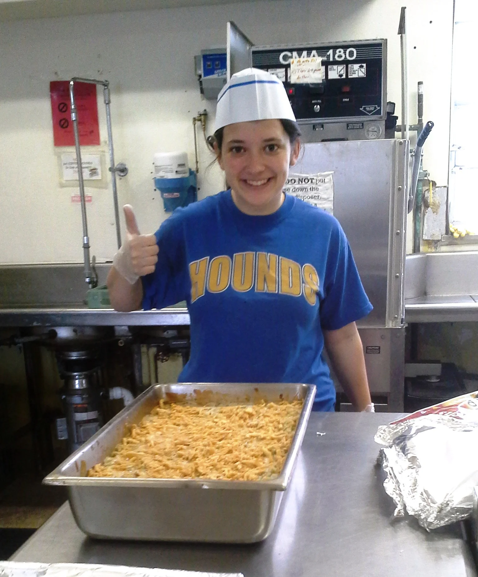 Becky fills in as a cook for the Gathering's easter meal