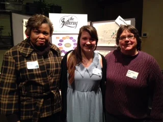 Staff members Angela, Becky, and Marianne at the Gathering’s first ever major donor event