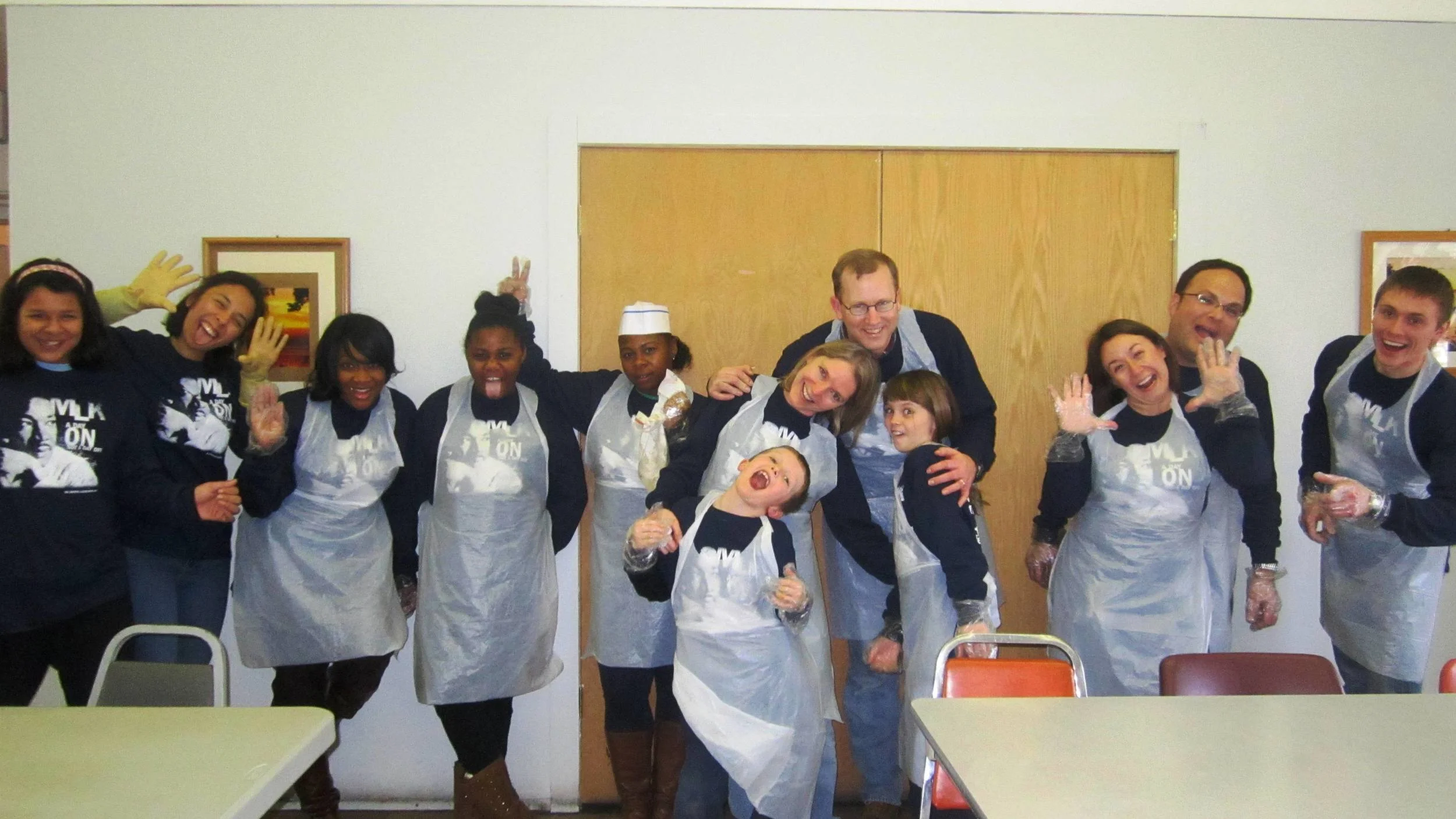 The South Side site's clean up crew having a good time