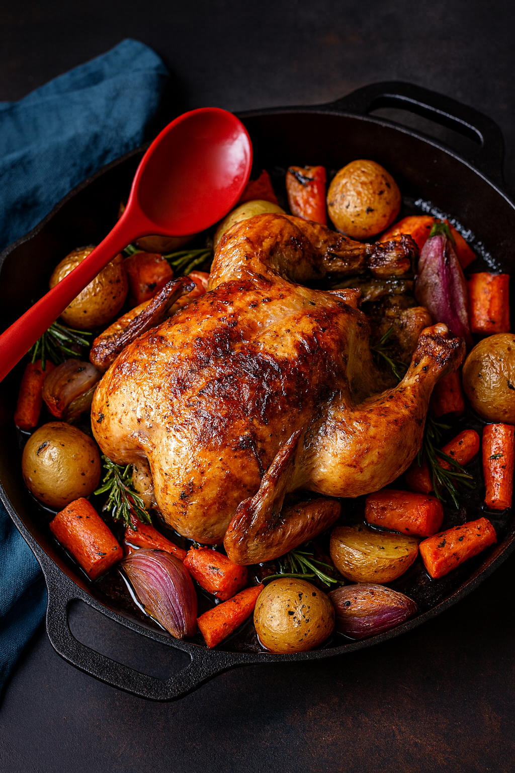 Sunday Roast Chicken with Potatoes, Carrots &amp; Herb Pan Gravy