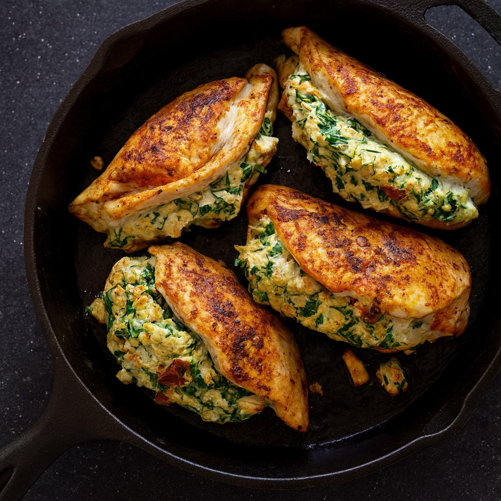Spinach &amp; Cheese Stuffed Chicken (One Skillet Recipe)
