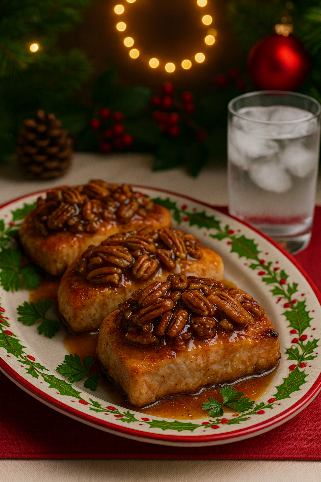 Honey Pecan Crusted Porkchops