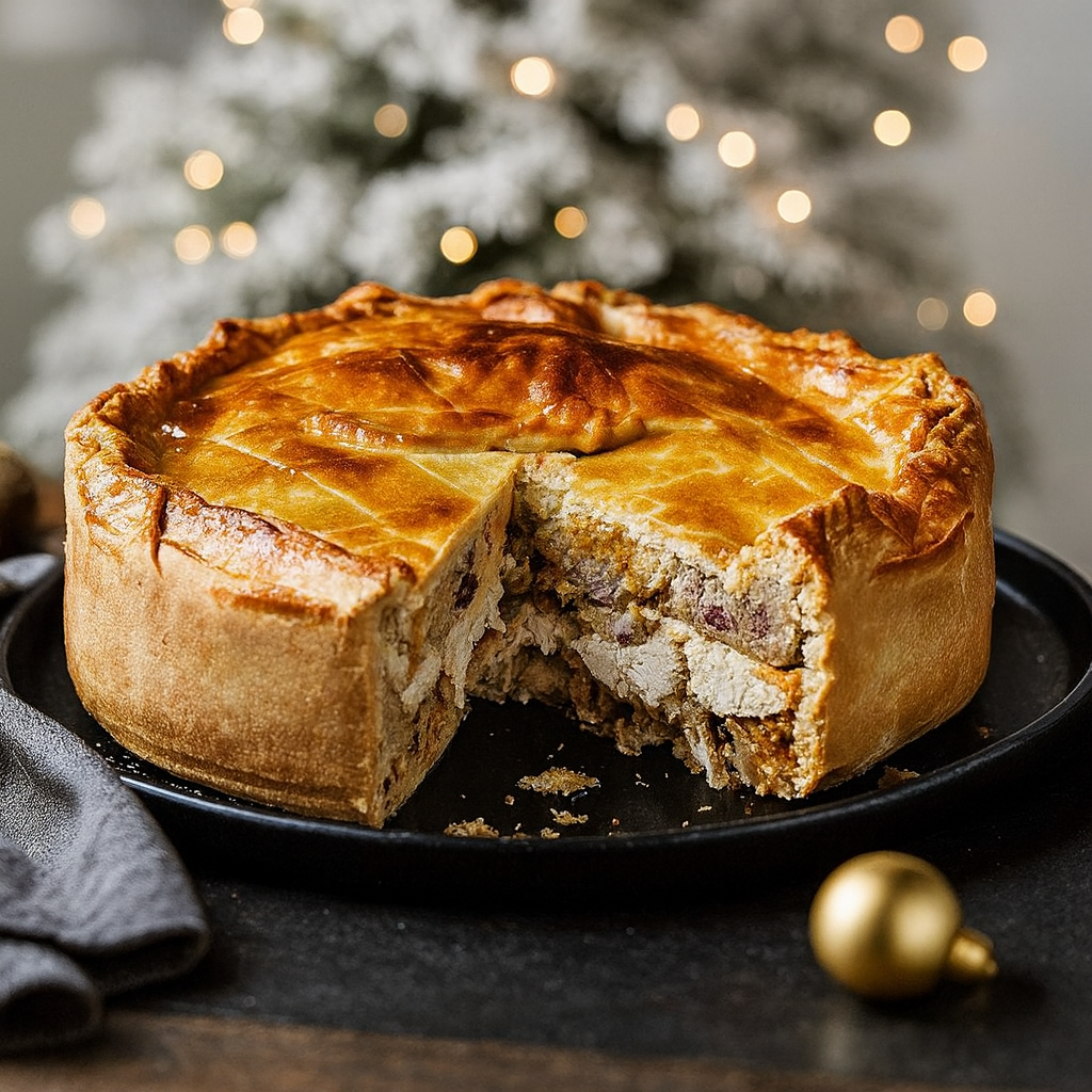 Christmas Dinner Pie with Beef &amp; Turkey