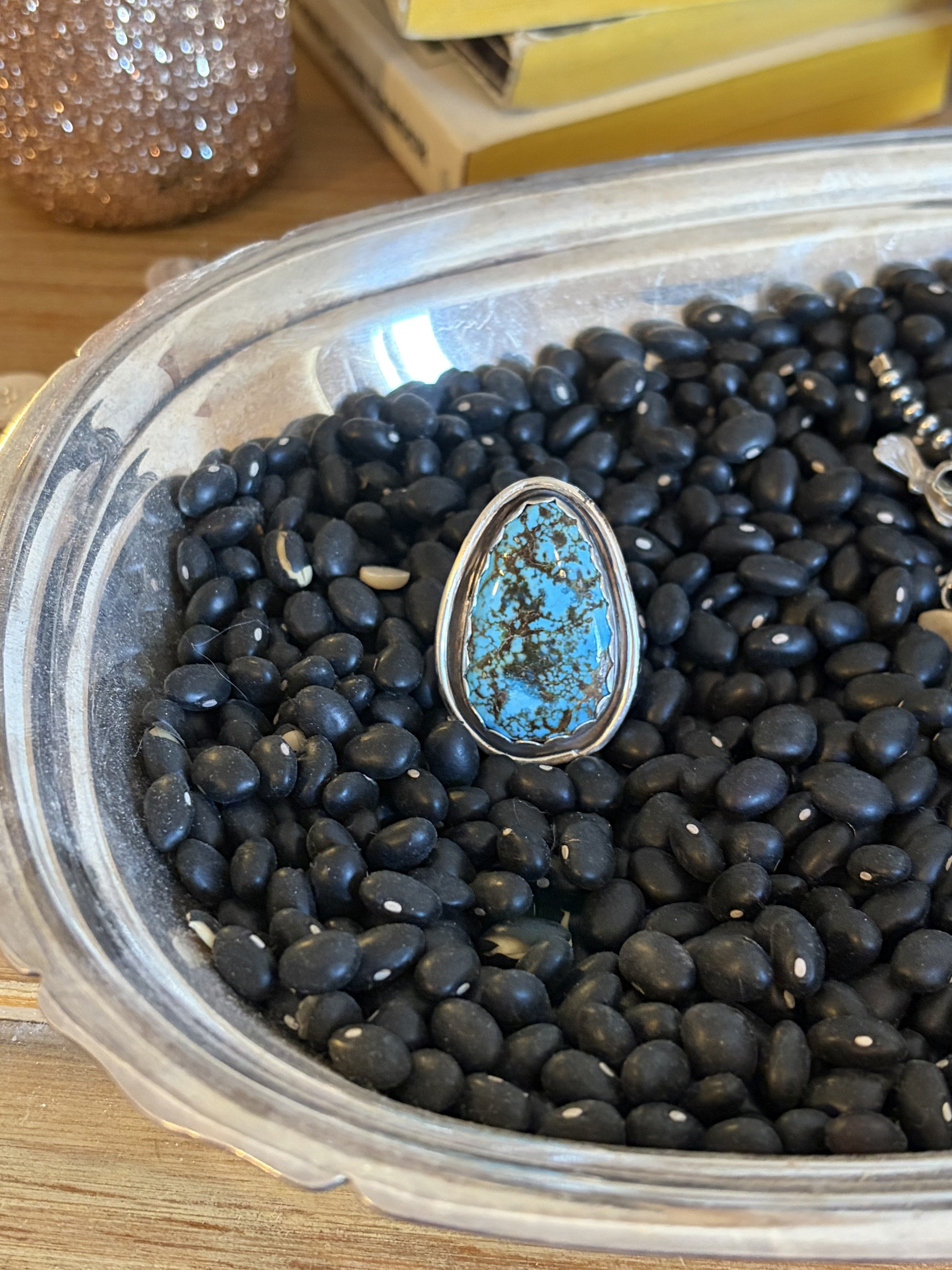 Kingman turquoise statement ring. Adjustable size. $120. 