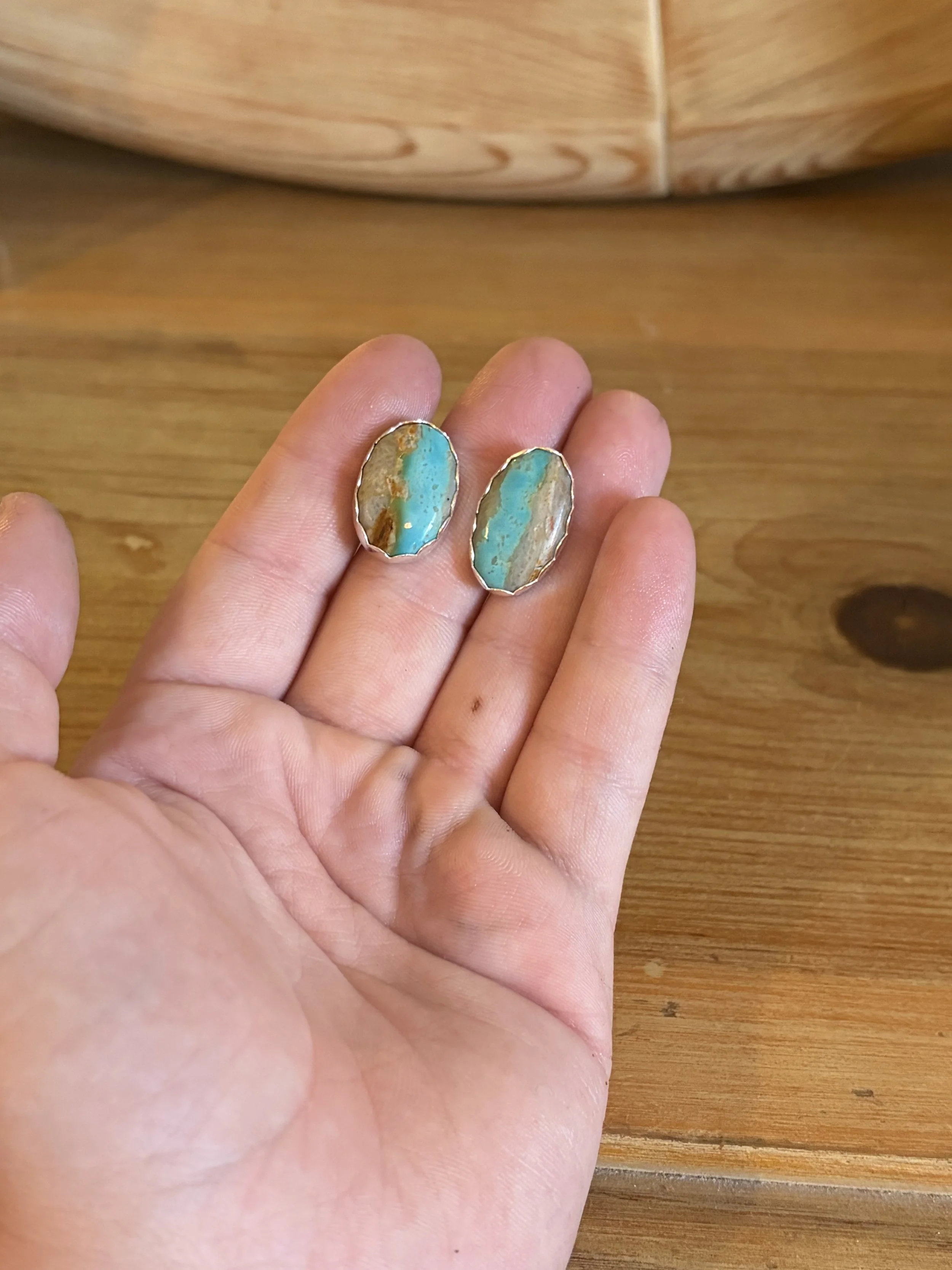 Pilot mountain turquoise stud earrings. $65. 