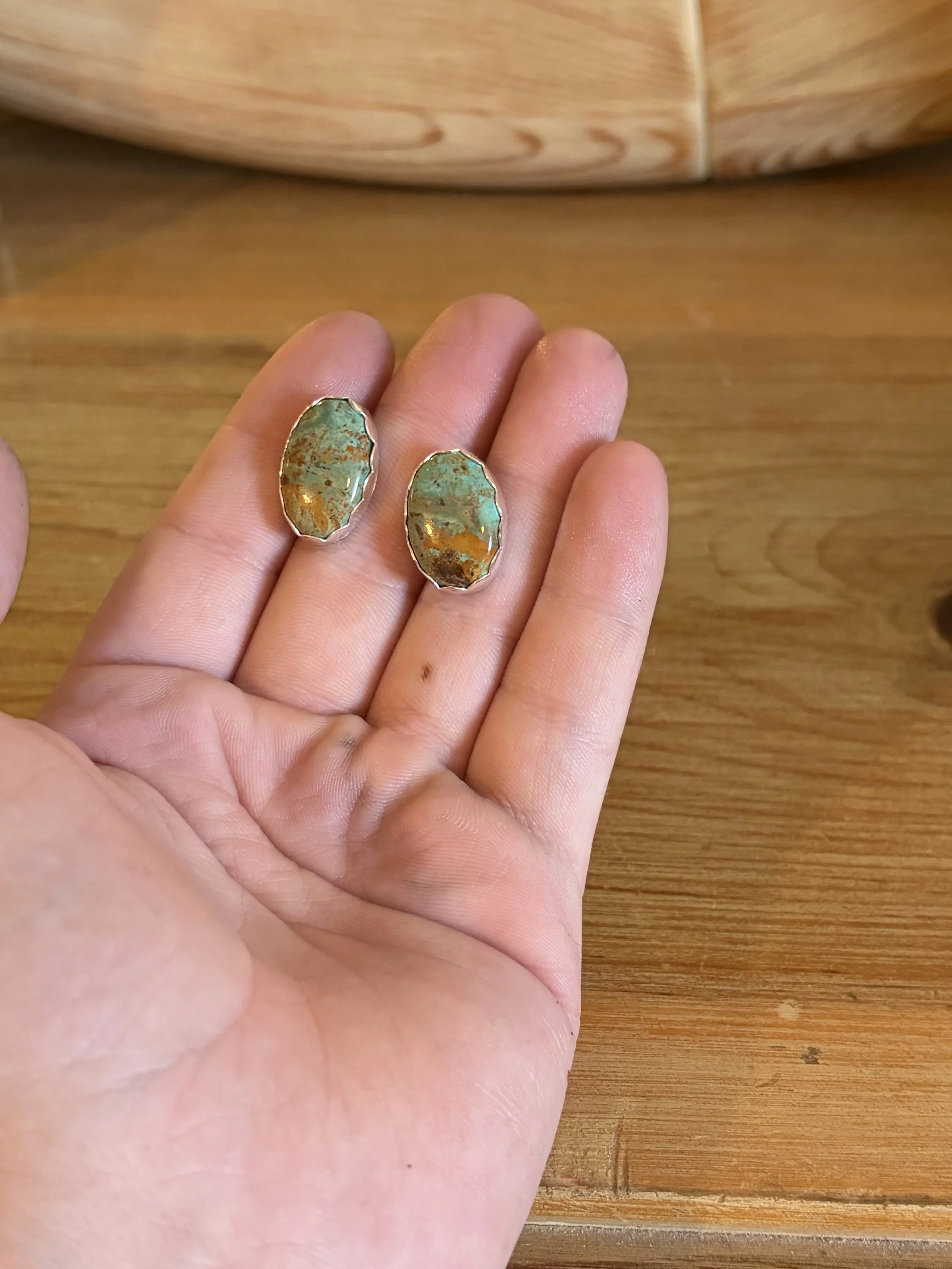 Turquoise mountain turquoise stud earrings. $65. 
