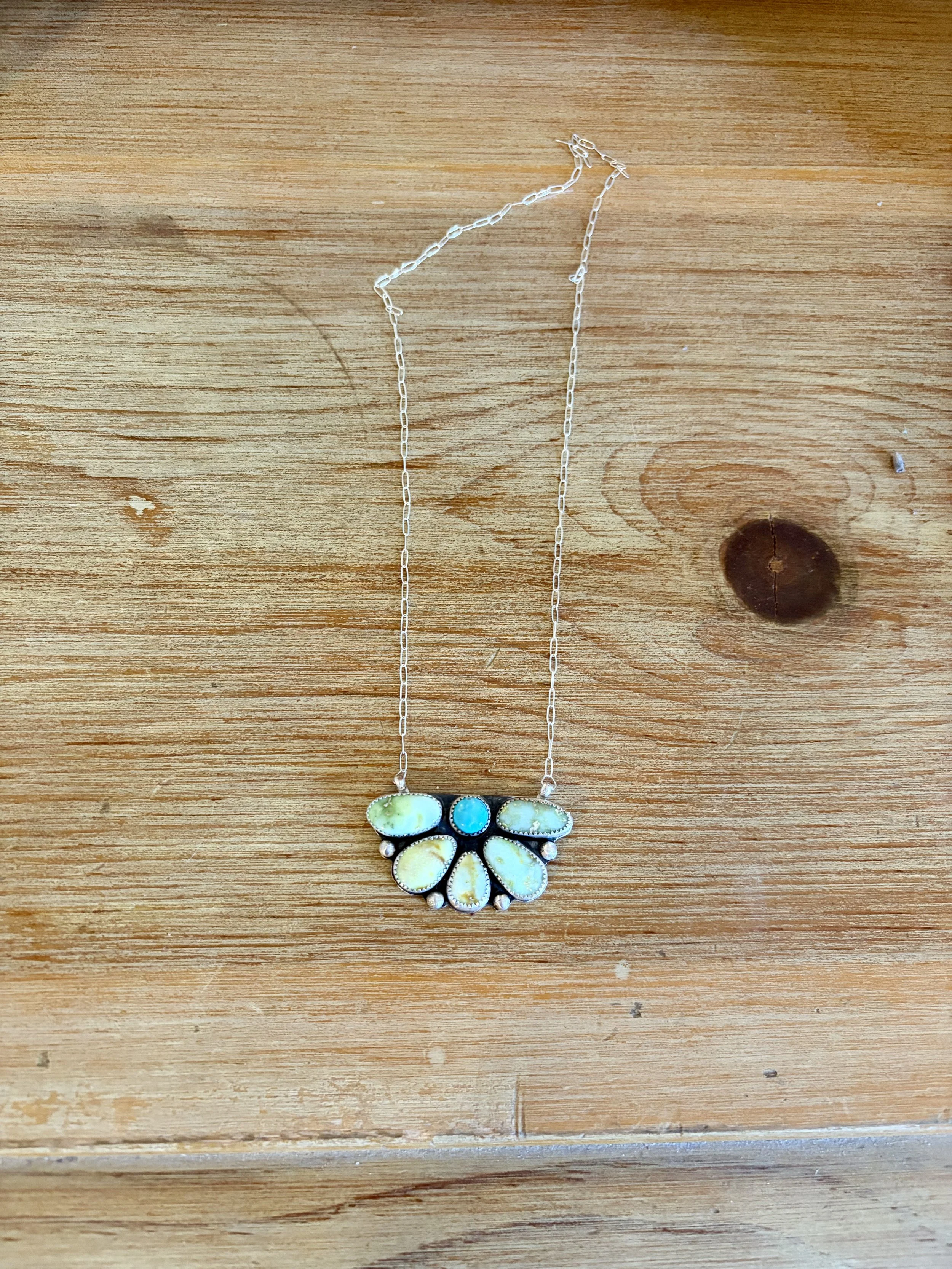 Palomino turquoise 1/2 cluster necklace. $175. 