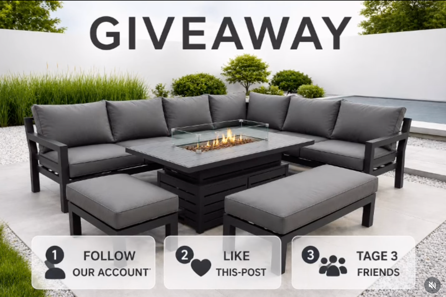 Miami Aluminium Corner Sofa with Fire Pit