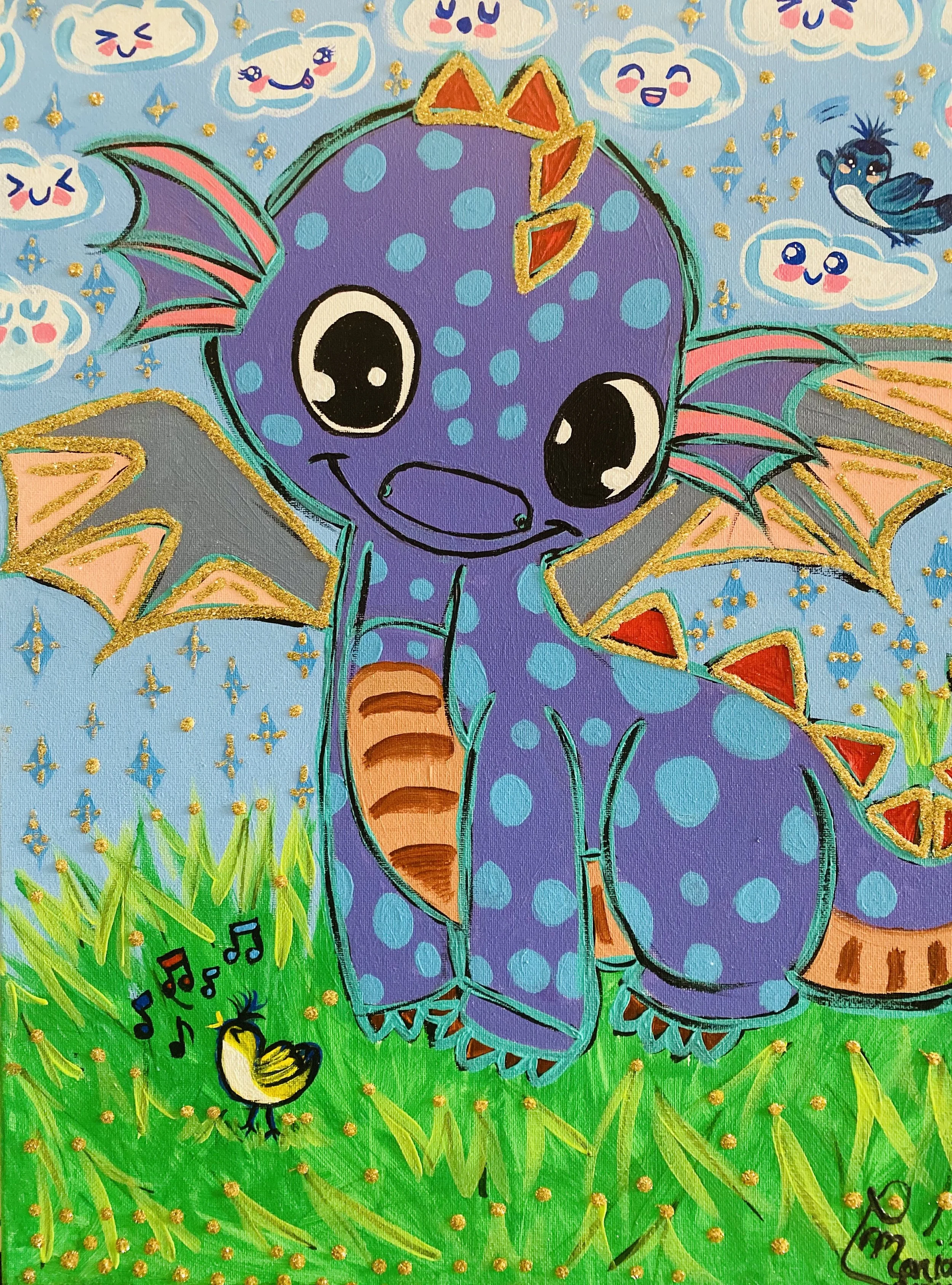 Cheerful Dragon 20in x 16in