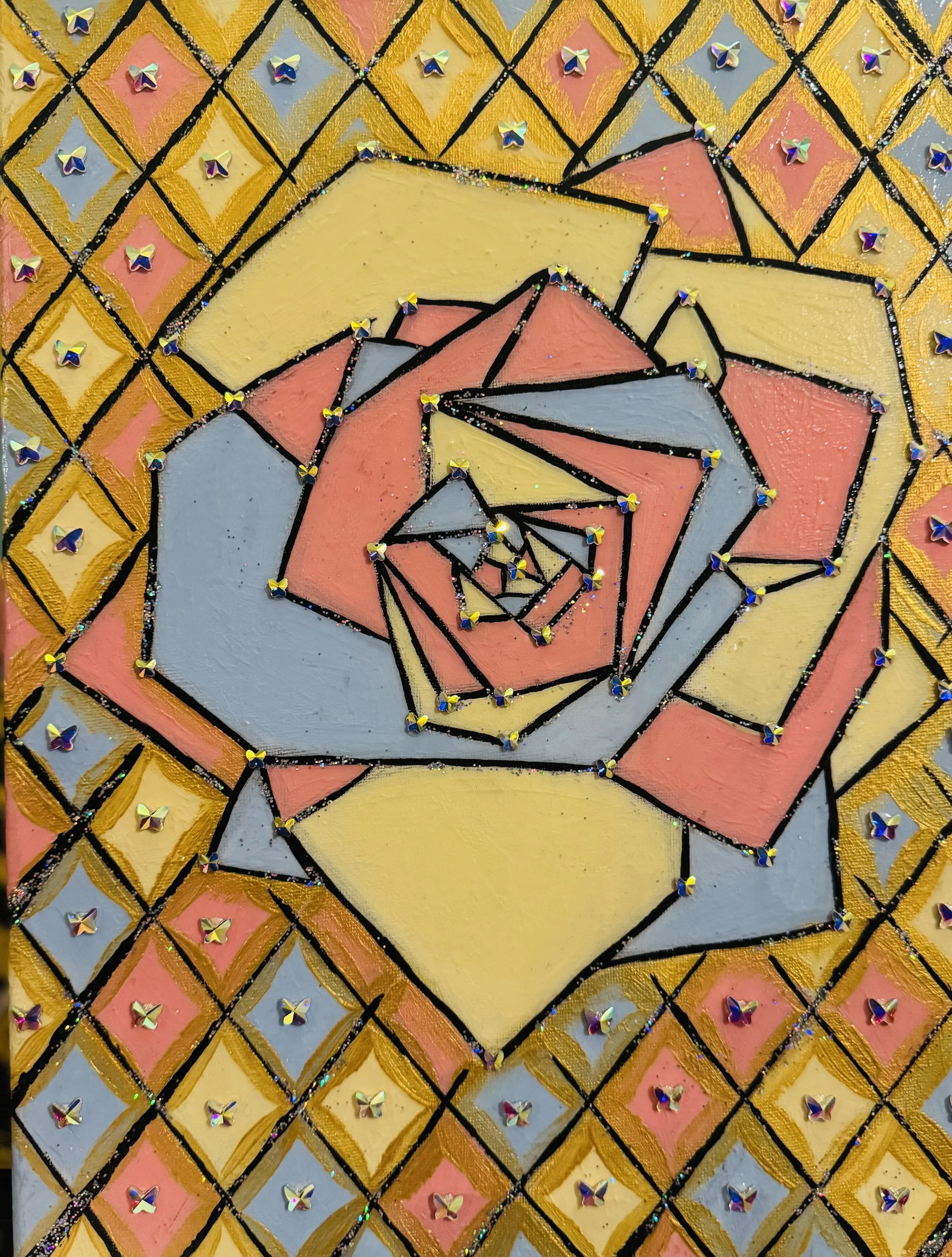 Geometric Flower 14in x 11in