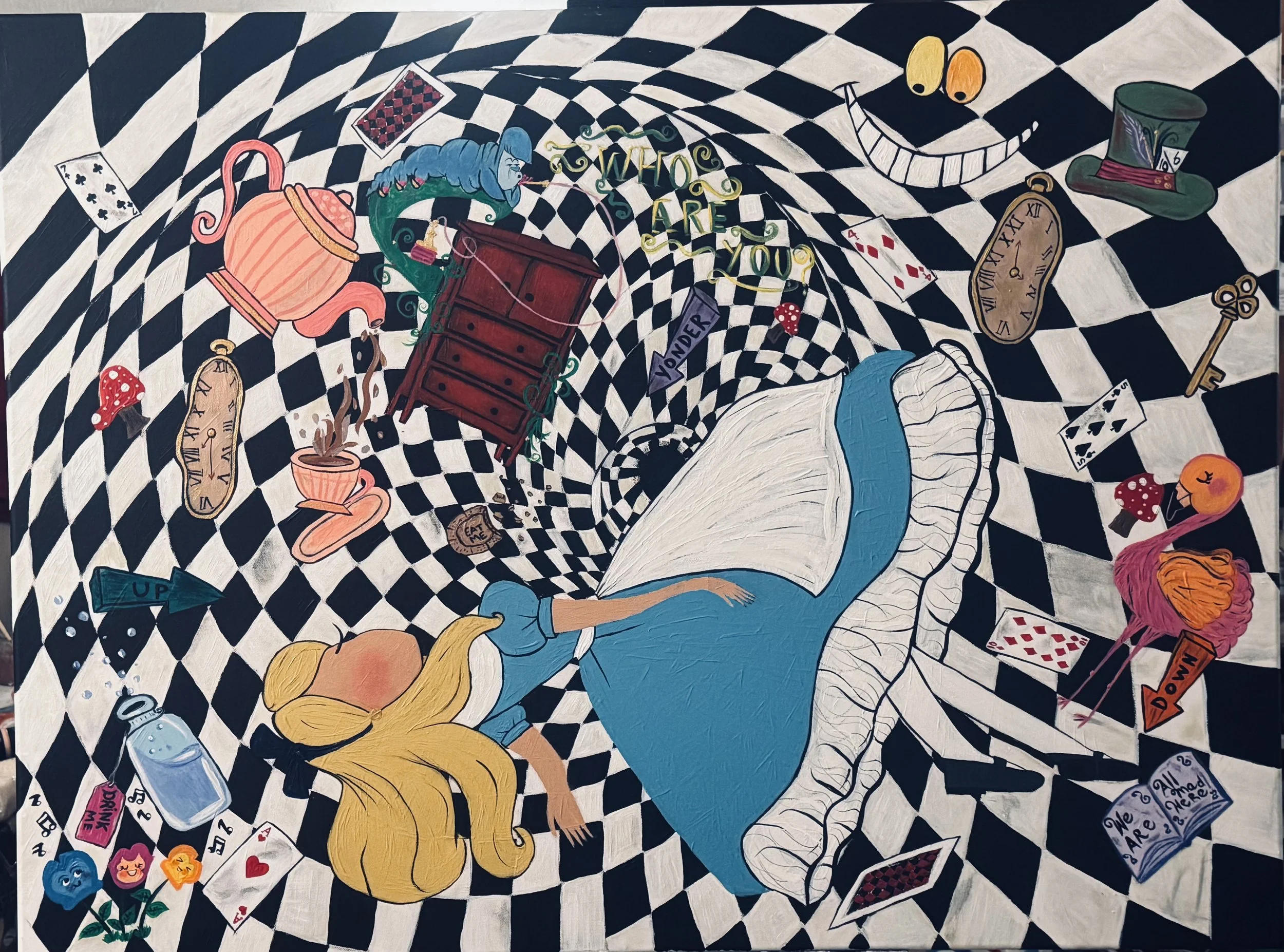 Alice Falling Down the Rabbit Hole:  30in x 40in