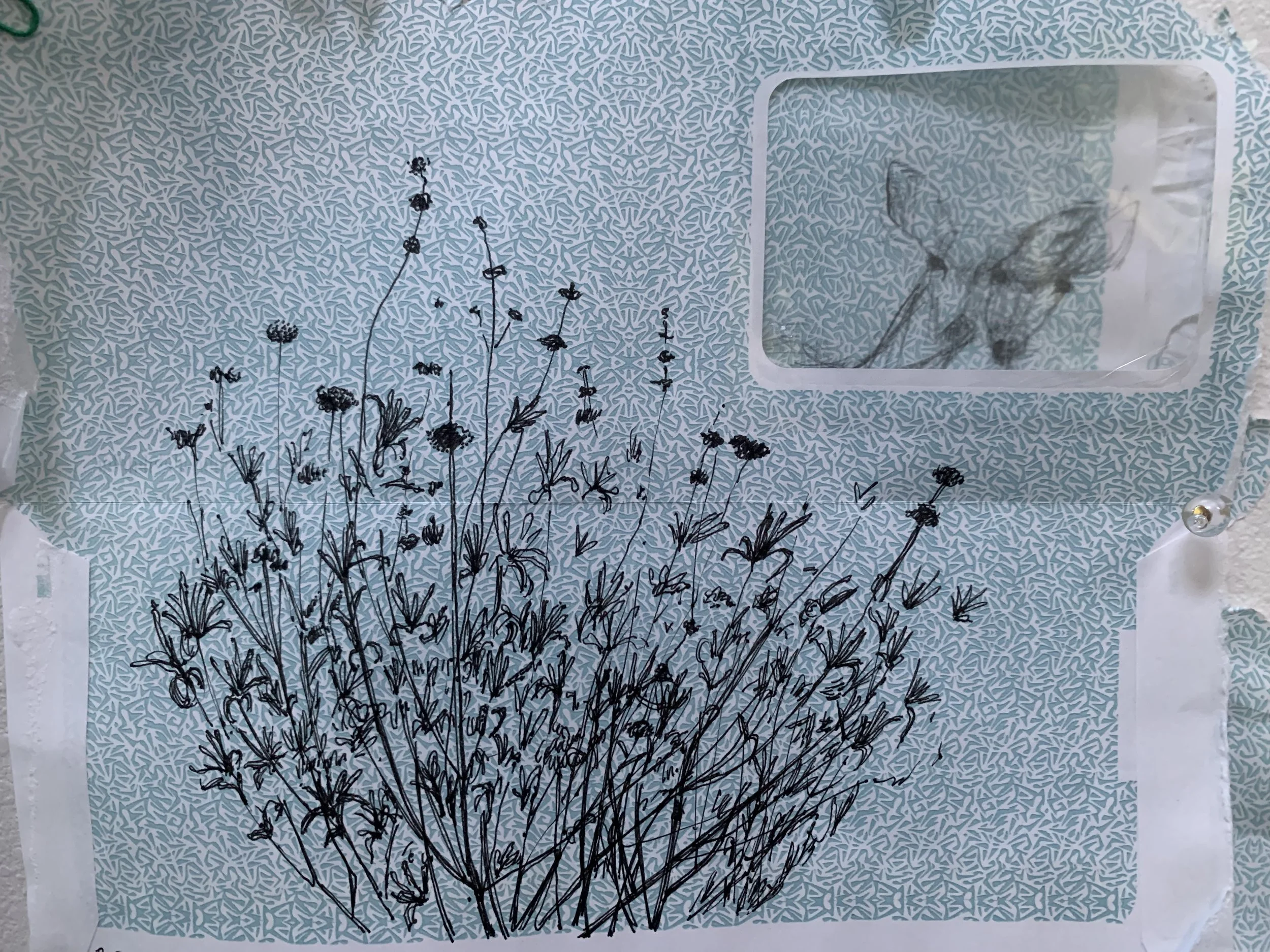 i’ve been recycling this pile of envelopes for a rainy day. i love patterns but more i wonder whose job it is to design patterns for the inside of business envelopes. that would be on my list of dream jobs. it is an unexplored genre in my estimation.