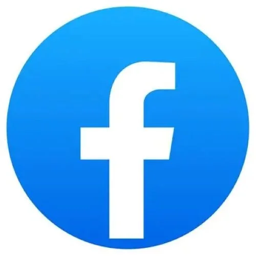 Logo de Facebook dans un cercle bleu.