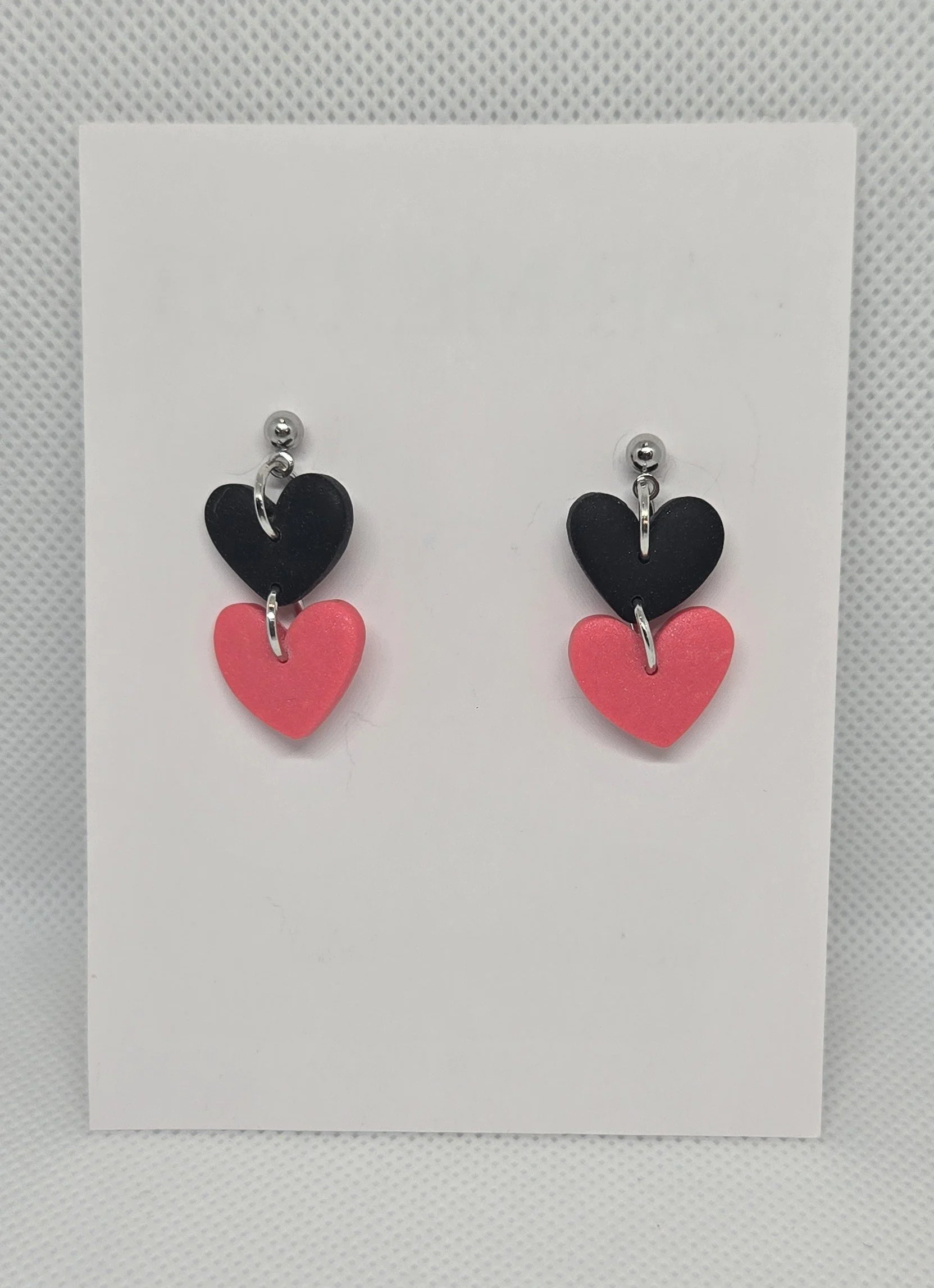 Pink Black Heart Short Dangle