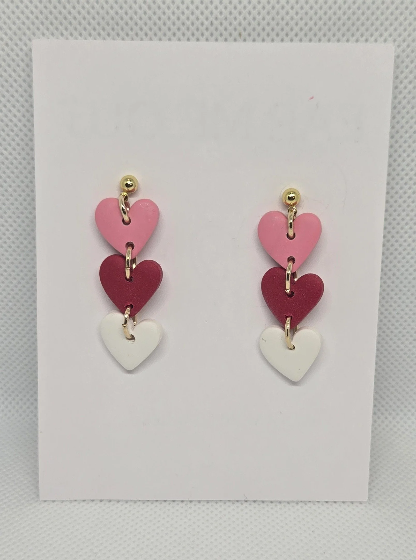 Red Pink Heart Long Dangle