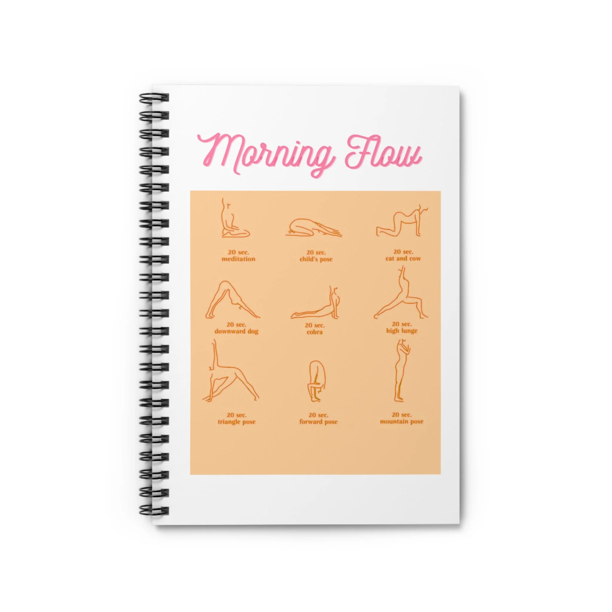 Morning Flow Spiral Notebook — Yoga Sequence Guided Ruled Notebook