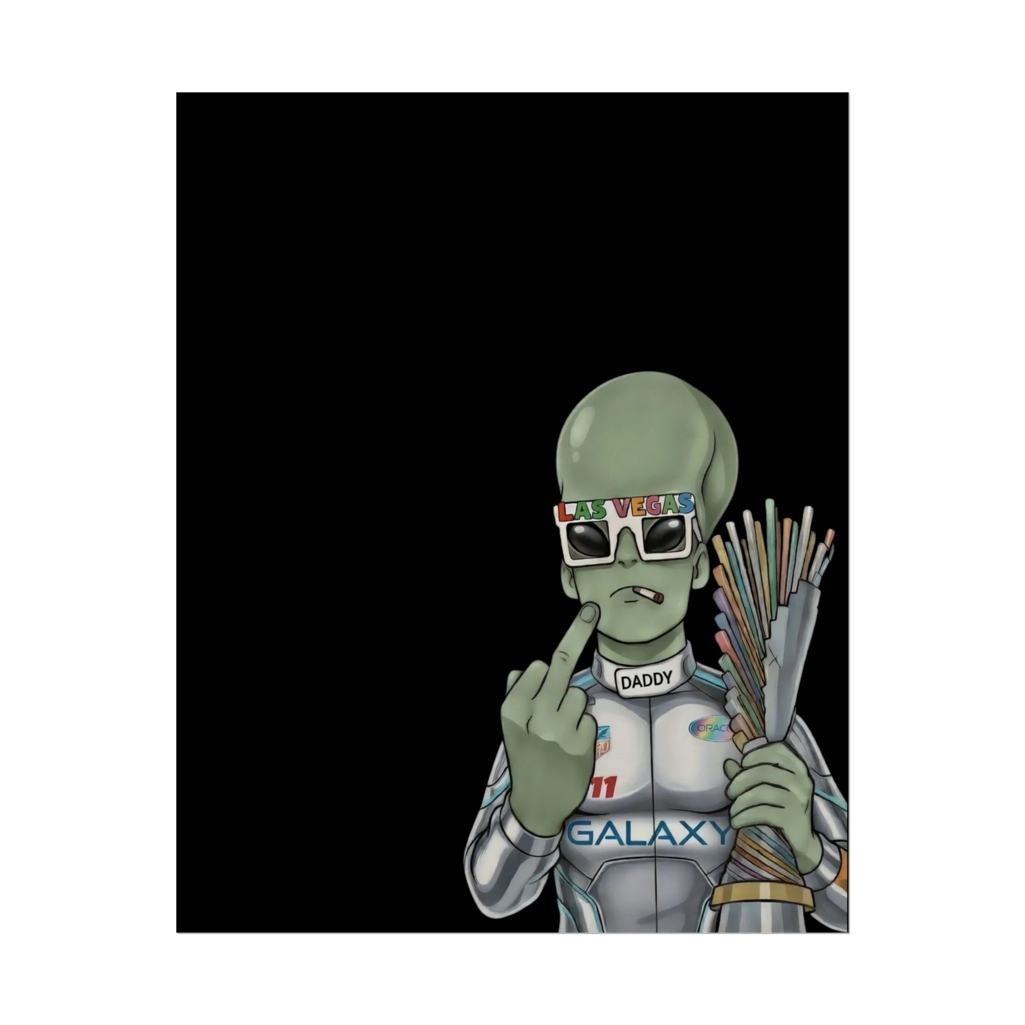 Alien Champion Poster — 'Daddy' Racer with Trophy Art Print