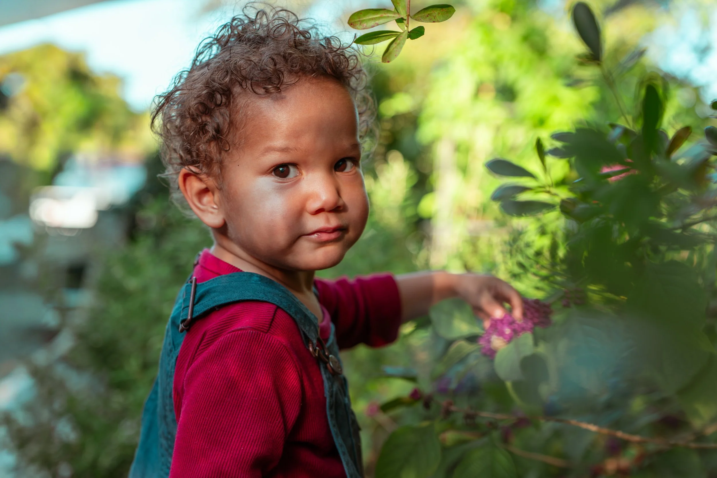 Child looking back at camera