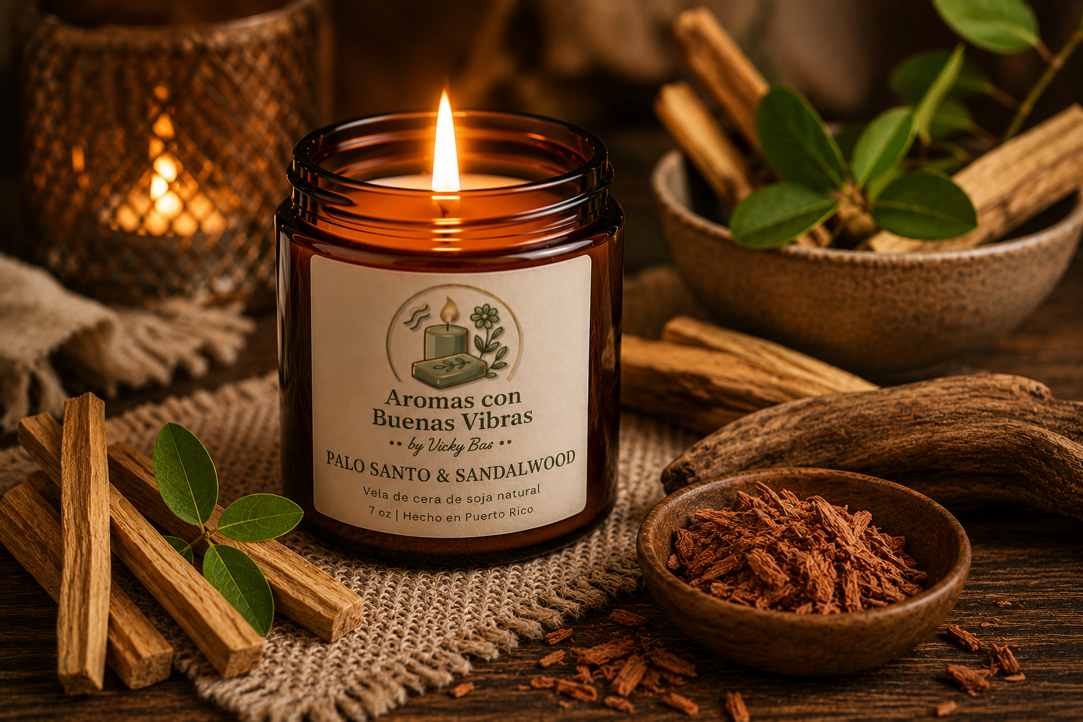 Vela Aromática – Palo Santo & Sandalwood