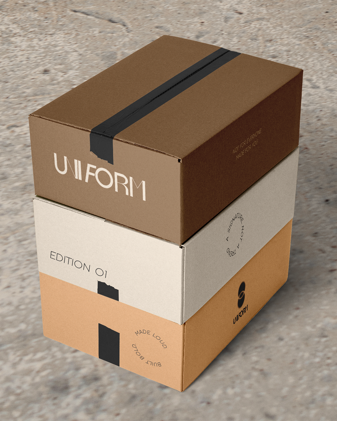 Packaging trois boites avec logo uniform