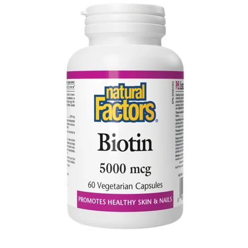 Natural Factors Biotin 5000 mcg, 60 VCaps