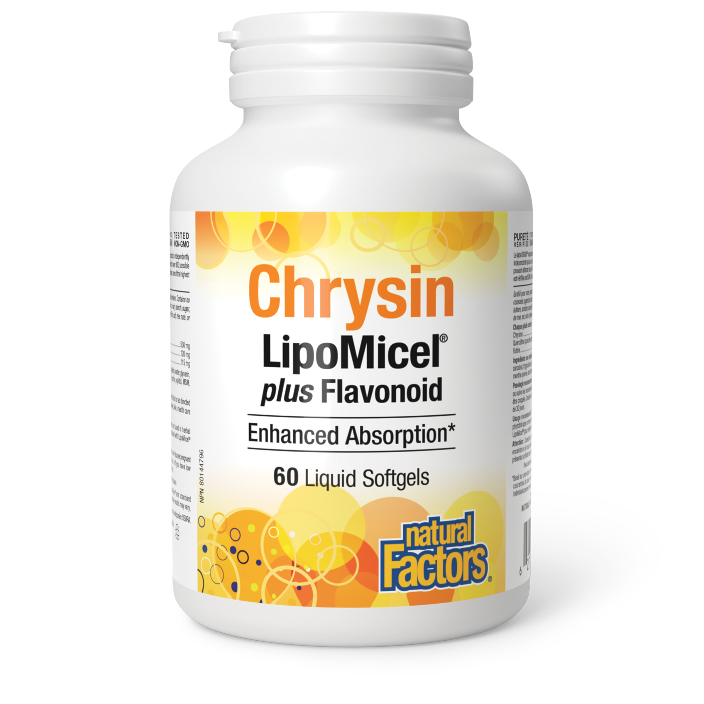 Natural Factors Chrysin LipoMicel® plus Flavonoids, 60 sgls