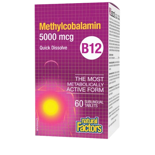 Natural Factors B12 Methylcobalamin 5000 mcg, 60 Sublingual Tabs