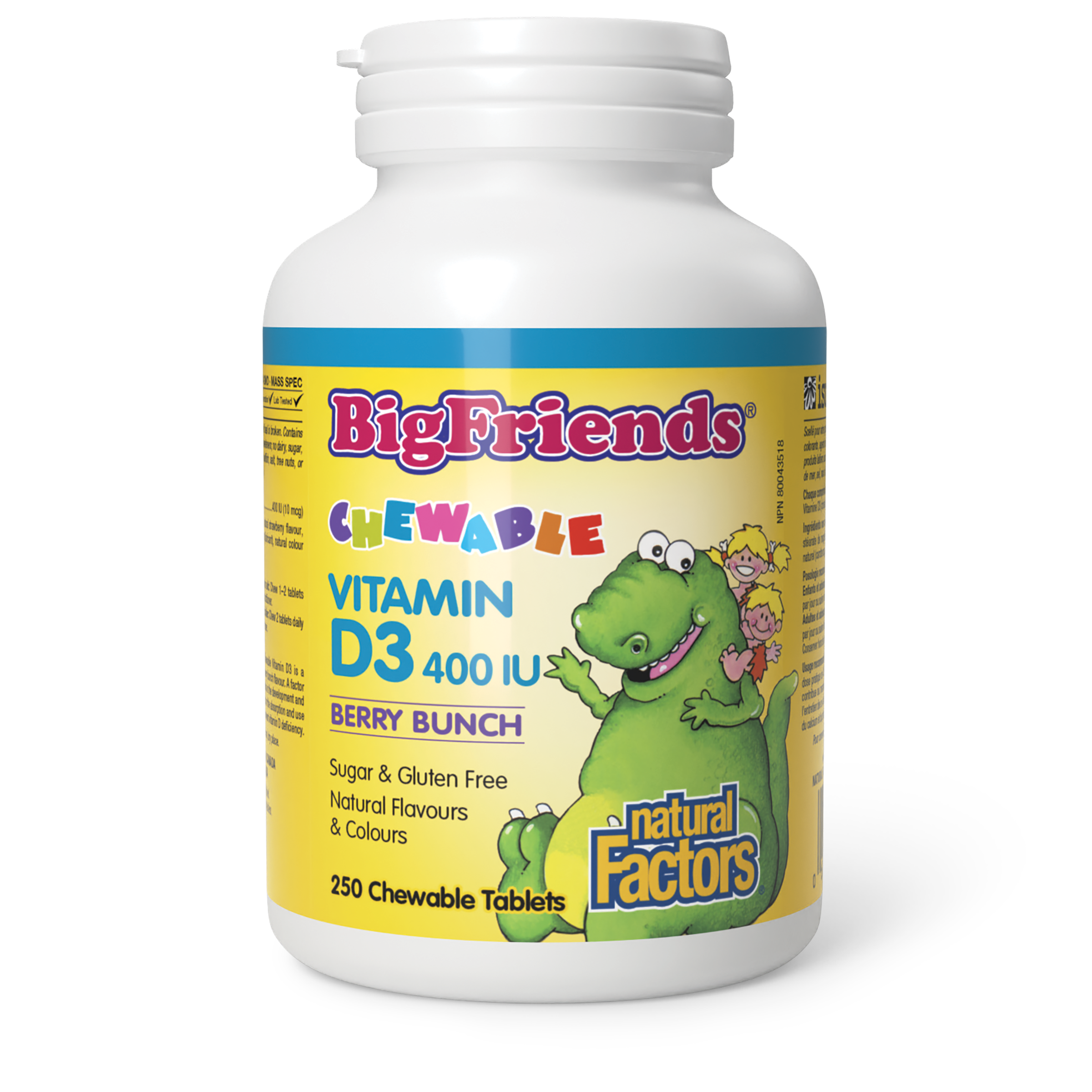 Natural Factors Big Friends Chewable Vitamin D3 400 IU - Berry Bunch, 250 Chew Tabs