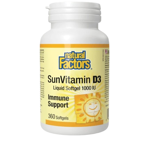 Natural Factors SunVitamin D3 Softgels 1000 IU, 360 Softgels