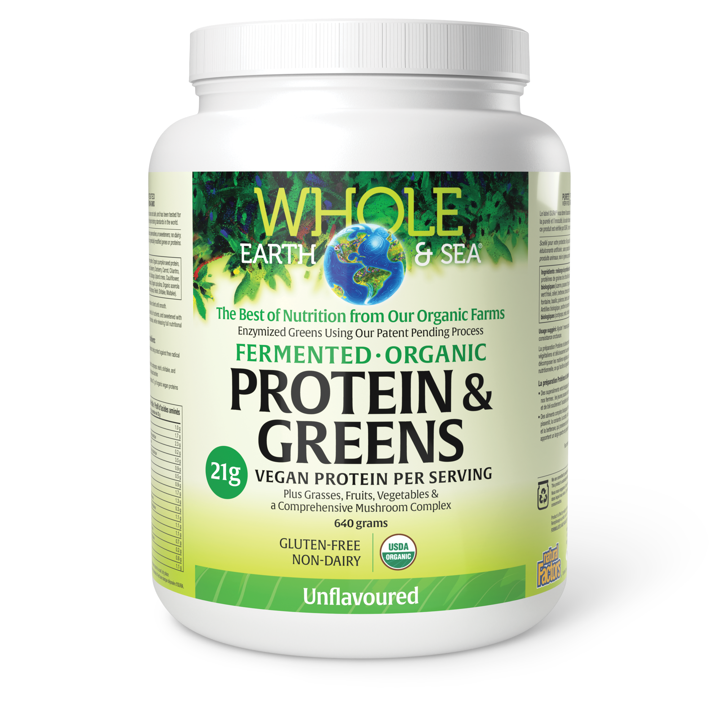 Whole Earth & Sea Fermented Organic Protein & Greens - Unflavoured, 640g