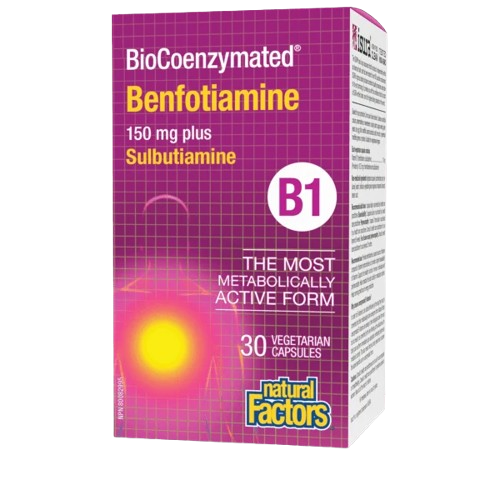 Natural Factors BioCoenzymated™ Benfotiamine B1 plus Sulbutiamine 30 Veggie Caps