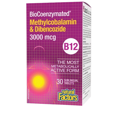 Natural Factors BioCoenzymated™ Methylcobalamin & Dibencozide B12 3000 mcg, 30 Sublingual Tabs