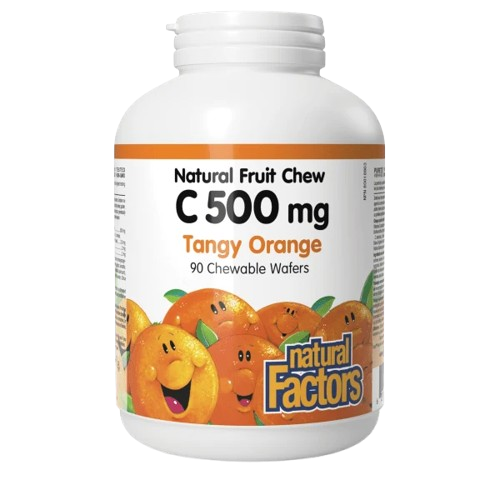 Natural Factors Vitamin C 500 mg Natural Fruit Chew – Tangy Orange, 90 Chew Tabs