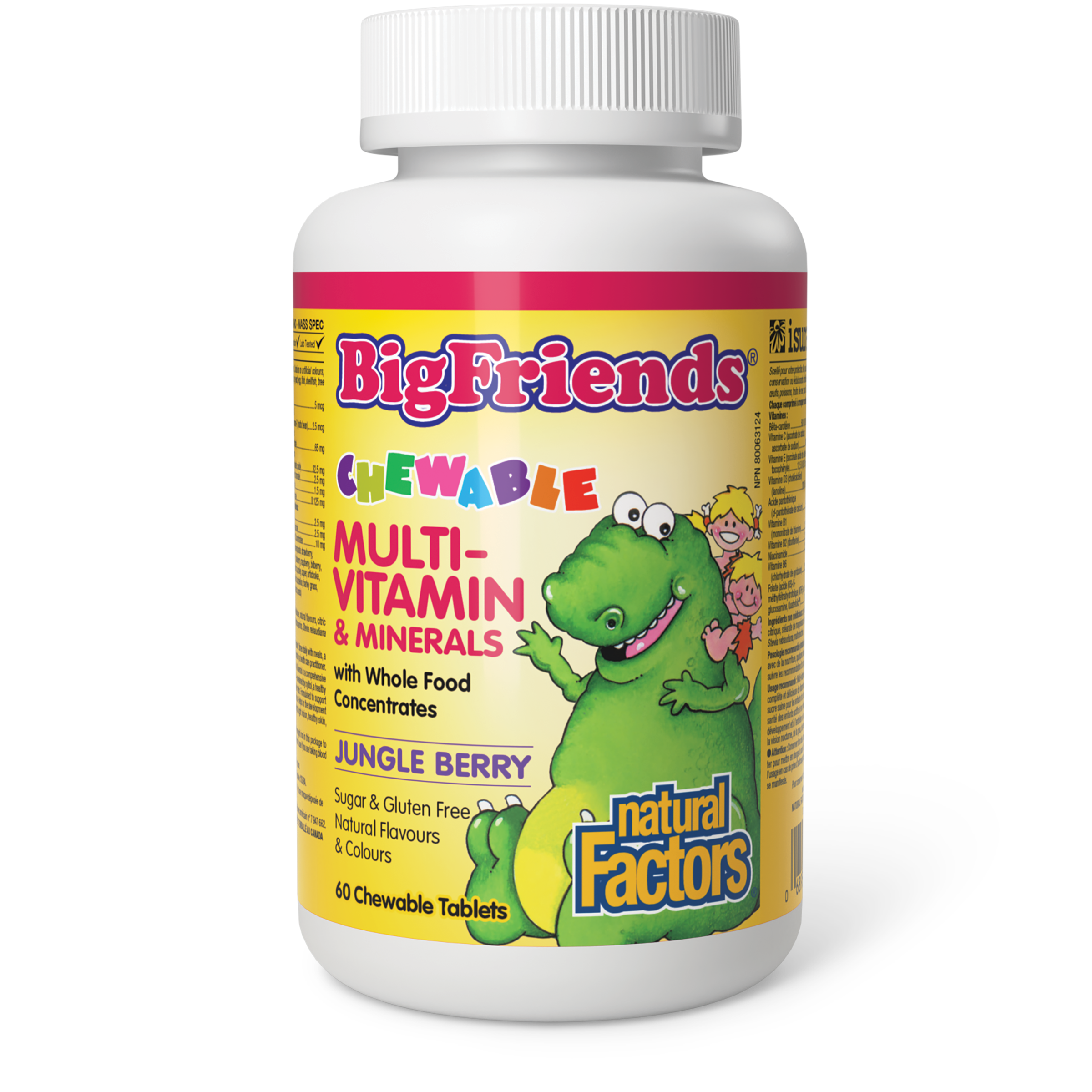 Natural Factors Big Friends Multivitamin & Minerals with Whole Food Concentrates - Jungle Berry, 60 Chew Tabs