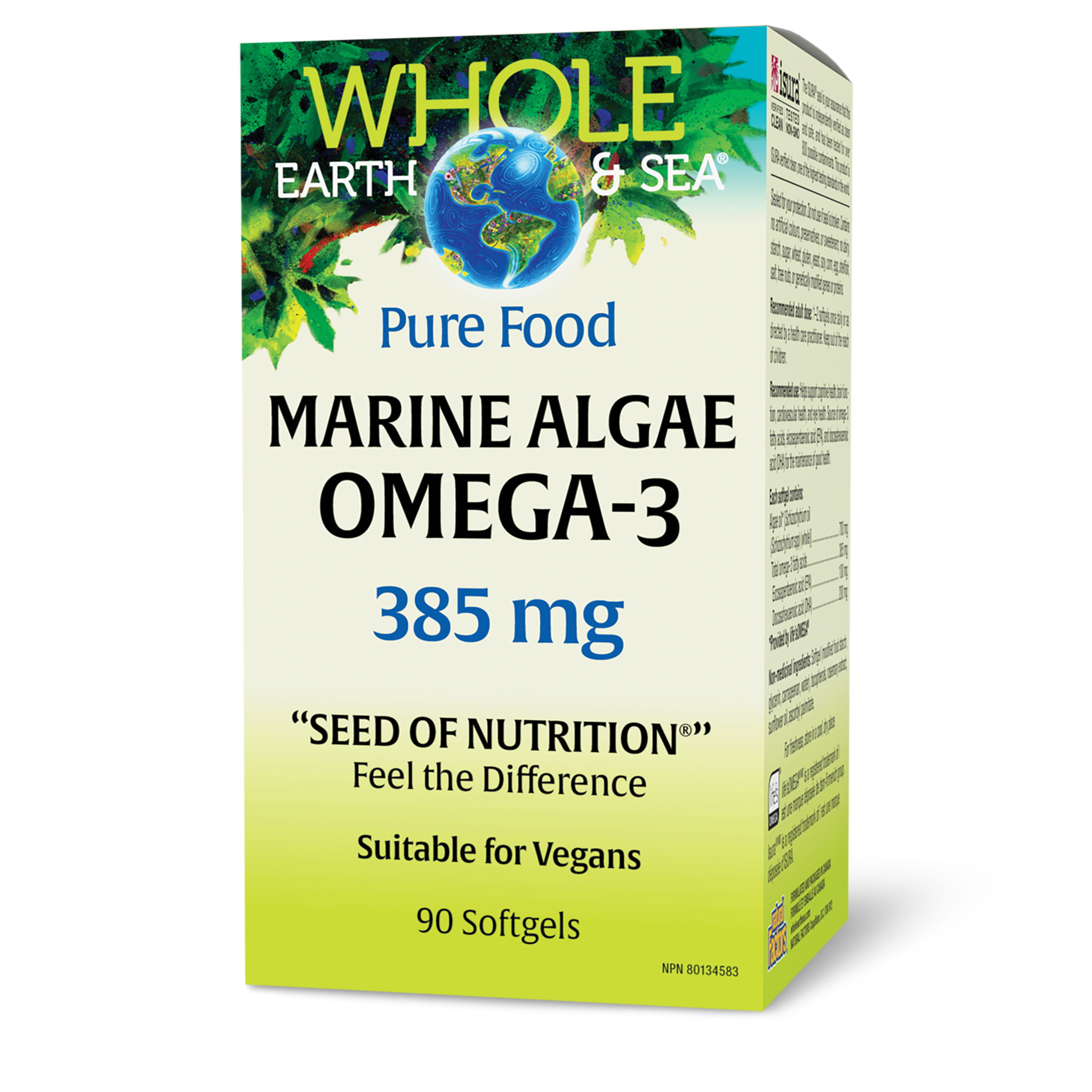 Whole Earth & Sea Marine Algae Omega-3, 90 sgls