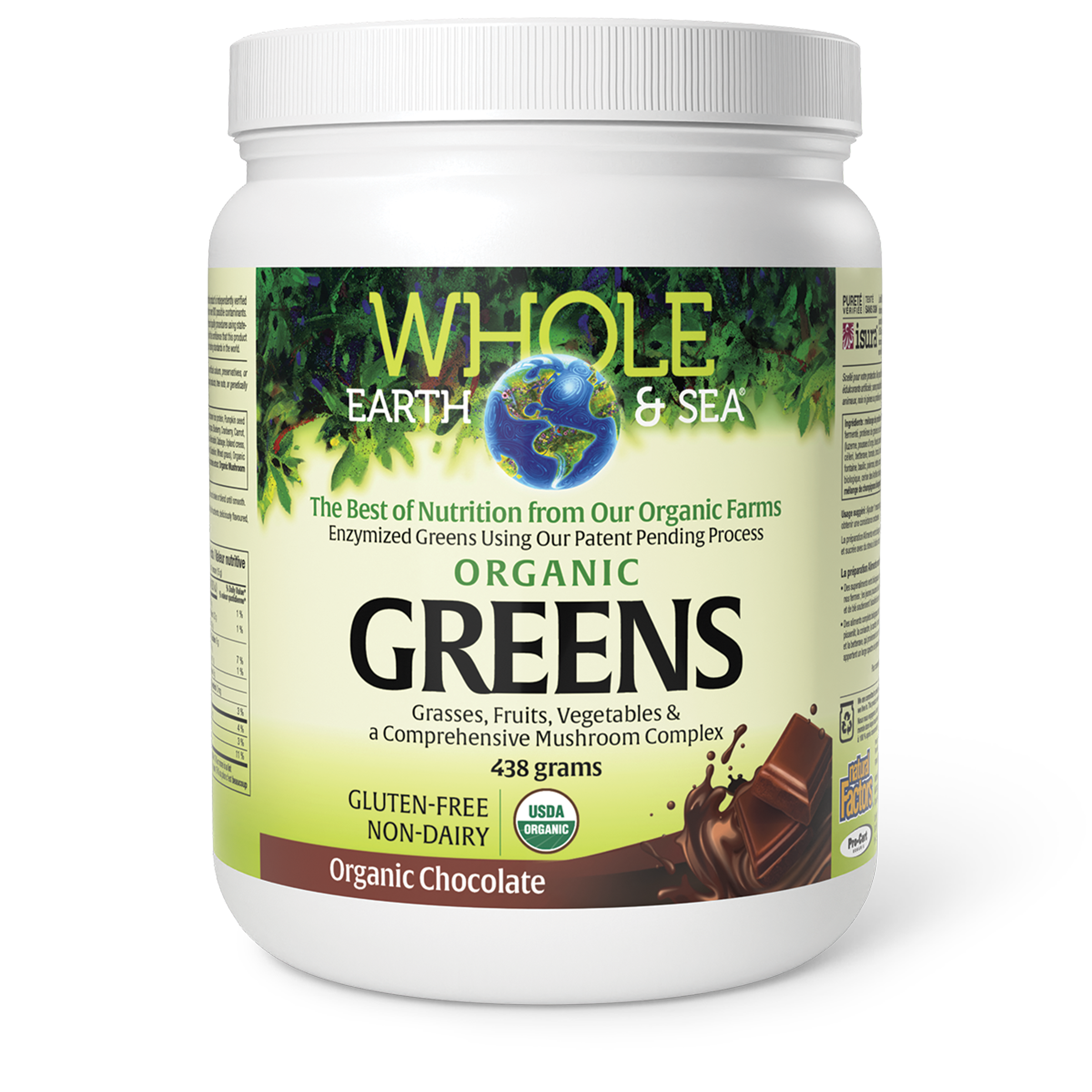 Whole Earth & Sea Organic Greens - Organic Chocolate, 438 grams