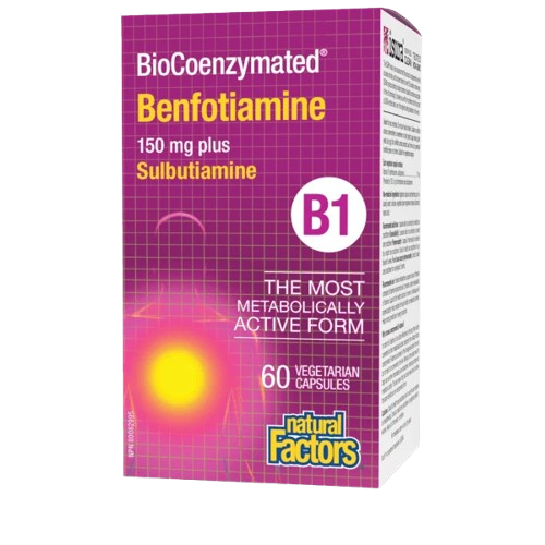 Natural Factors BioCoenzymated™ Benfotiamine B1 plus Sulbutiamine 60v Veggie Caps