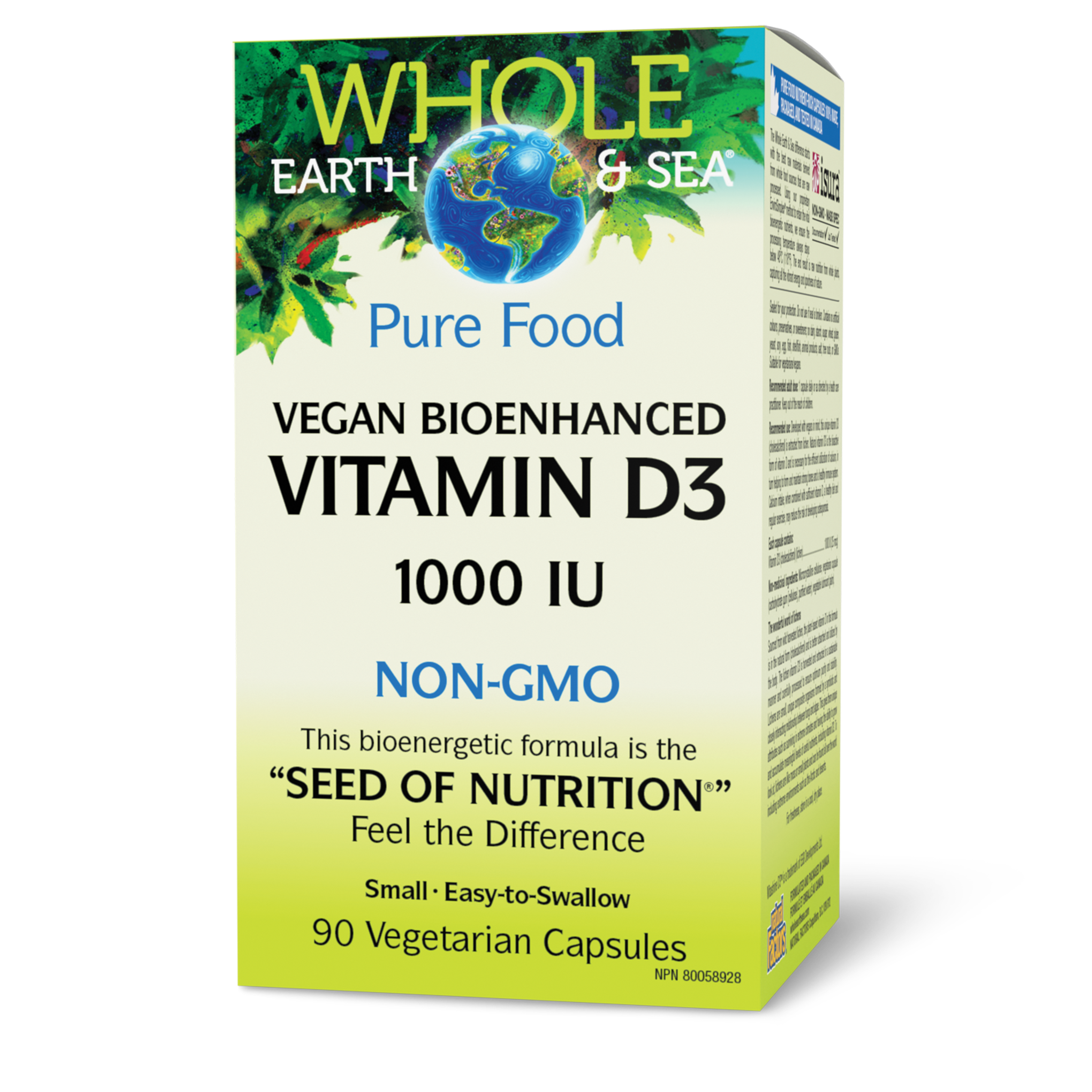 Whole Earth & Sea Vegan Bioenhanced Vitamin D3 1000IU - 90 Veggie Caps