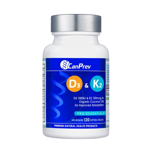 CanPrev D3 & K2 – Organic Coconut Oil, 120 Softgels