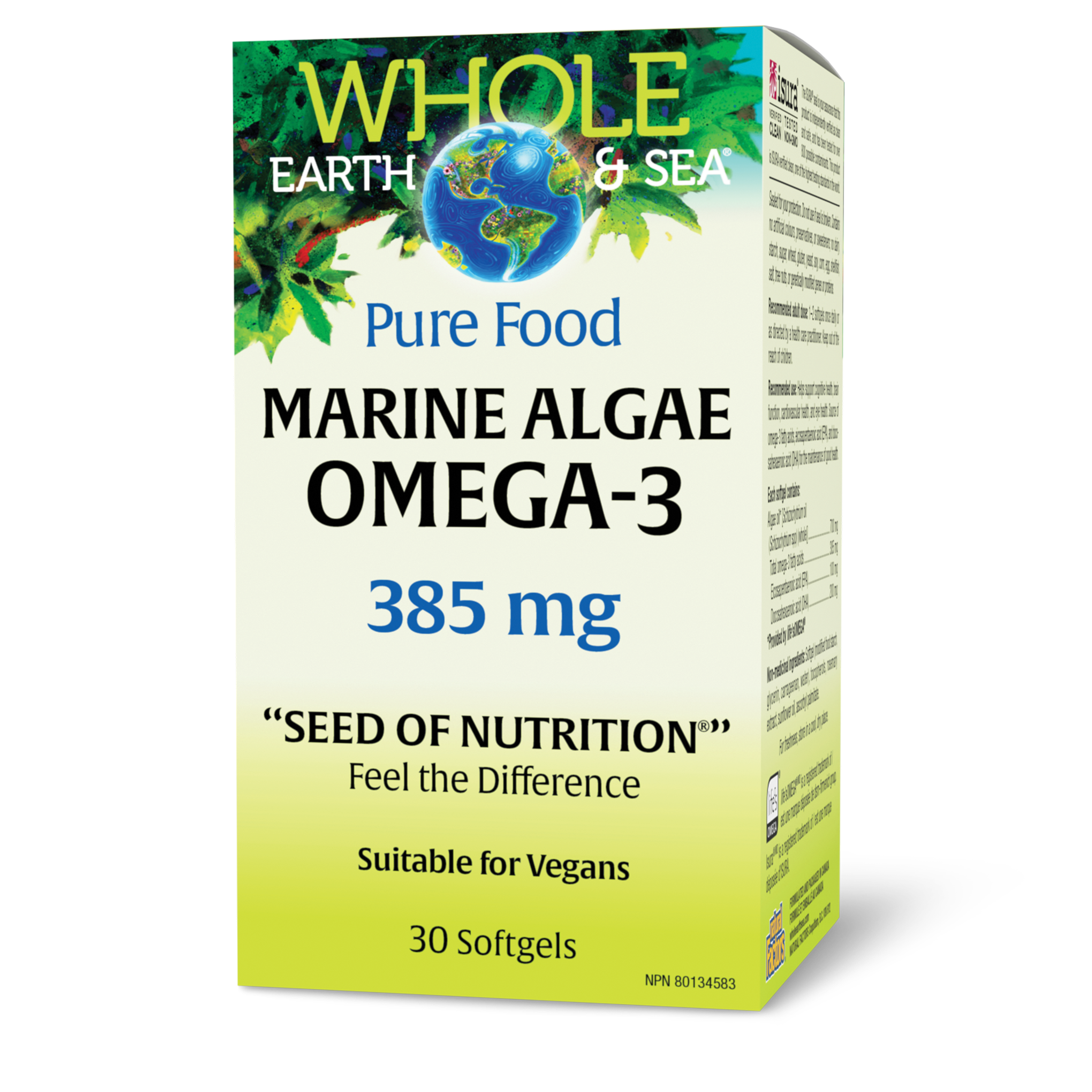 Whole Earth & Sea Marine Algae Omega-3, 30 sgls