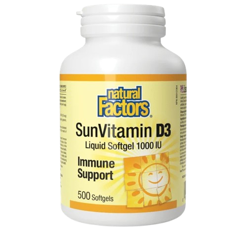 Natural Factors SunVitamin D3 Softgels 1000 IU, 500 Softgels