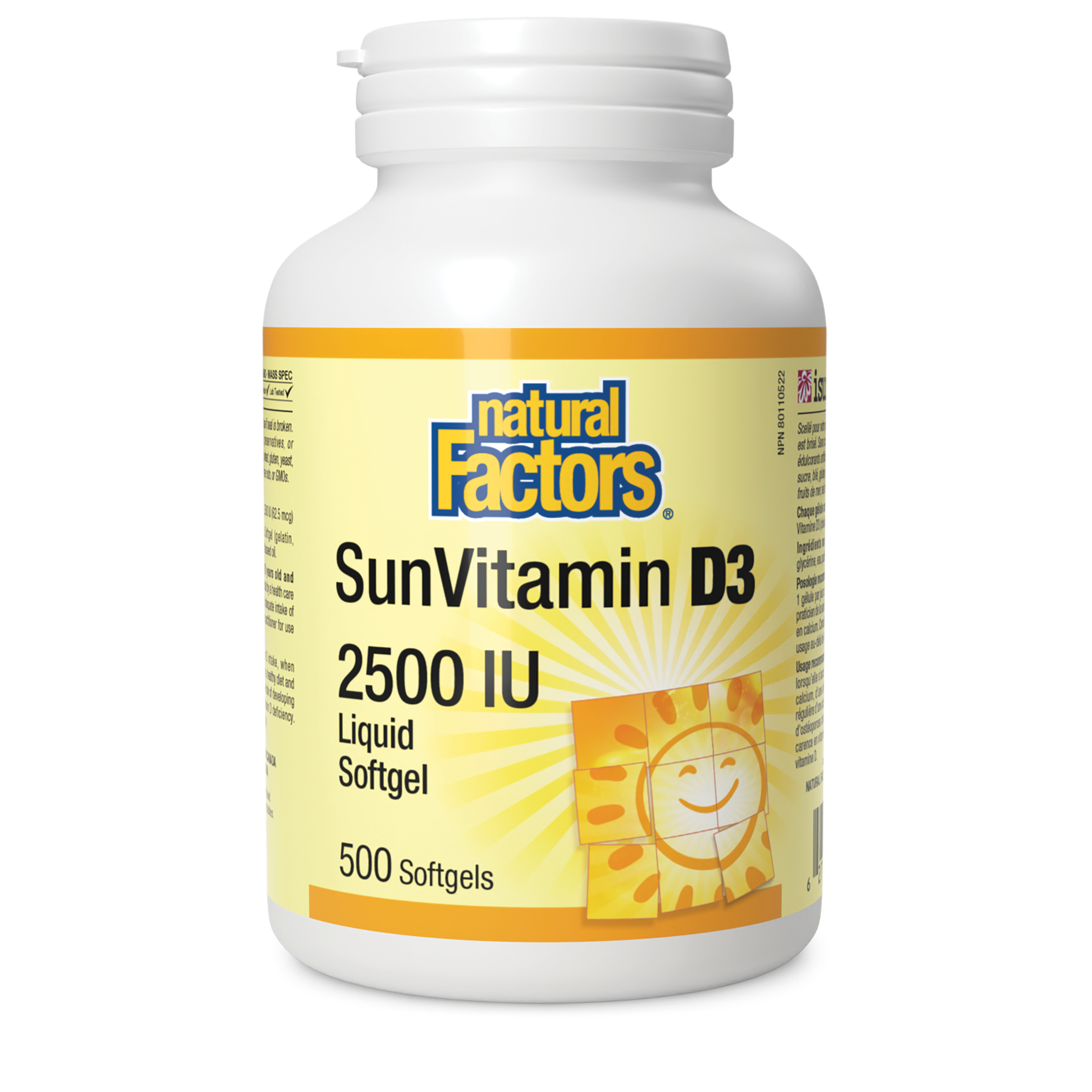 Natural Factors SunVitamin D3 2500 IU, 500 sgls