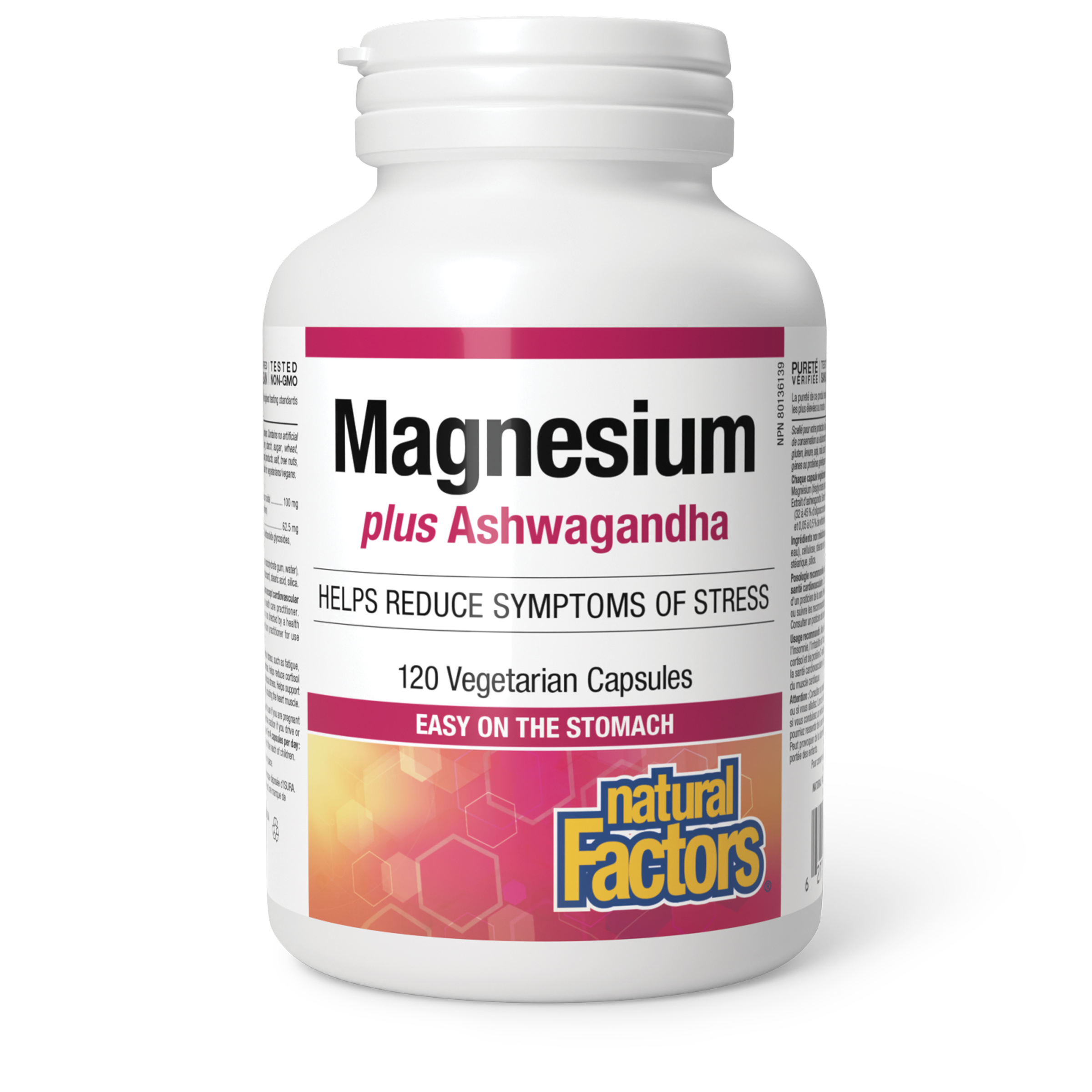 Natural Factors Magnesium plus Ashwagandha, 120 vcaps