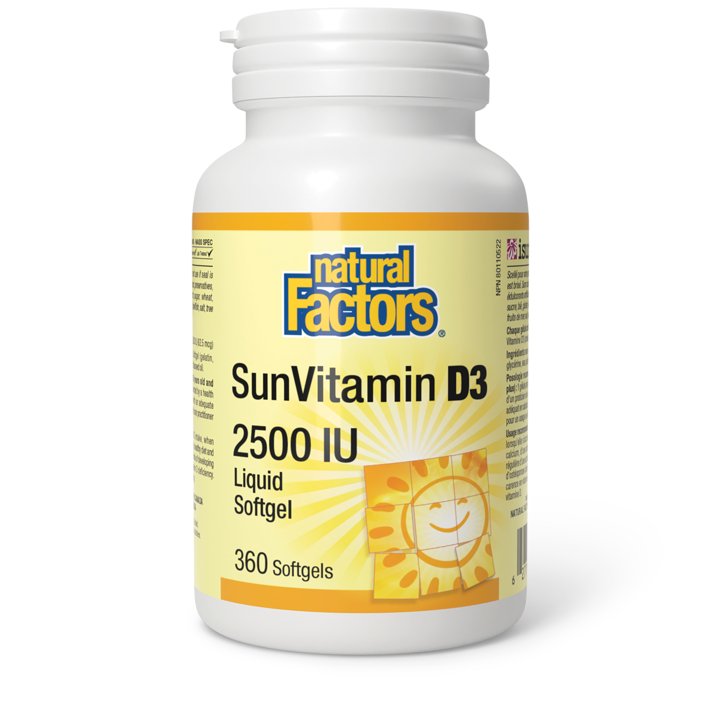 Natural Factors SunVitamin D3 – 2500 IU, 360sgls