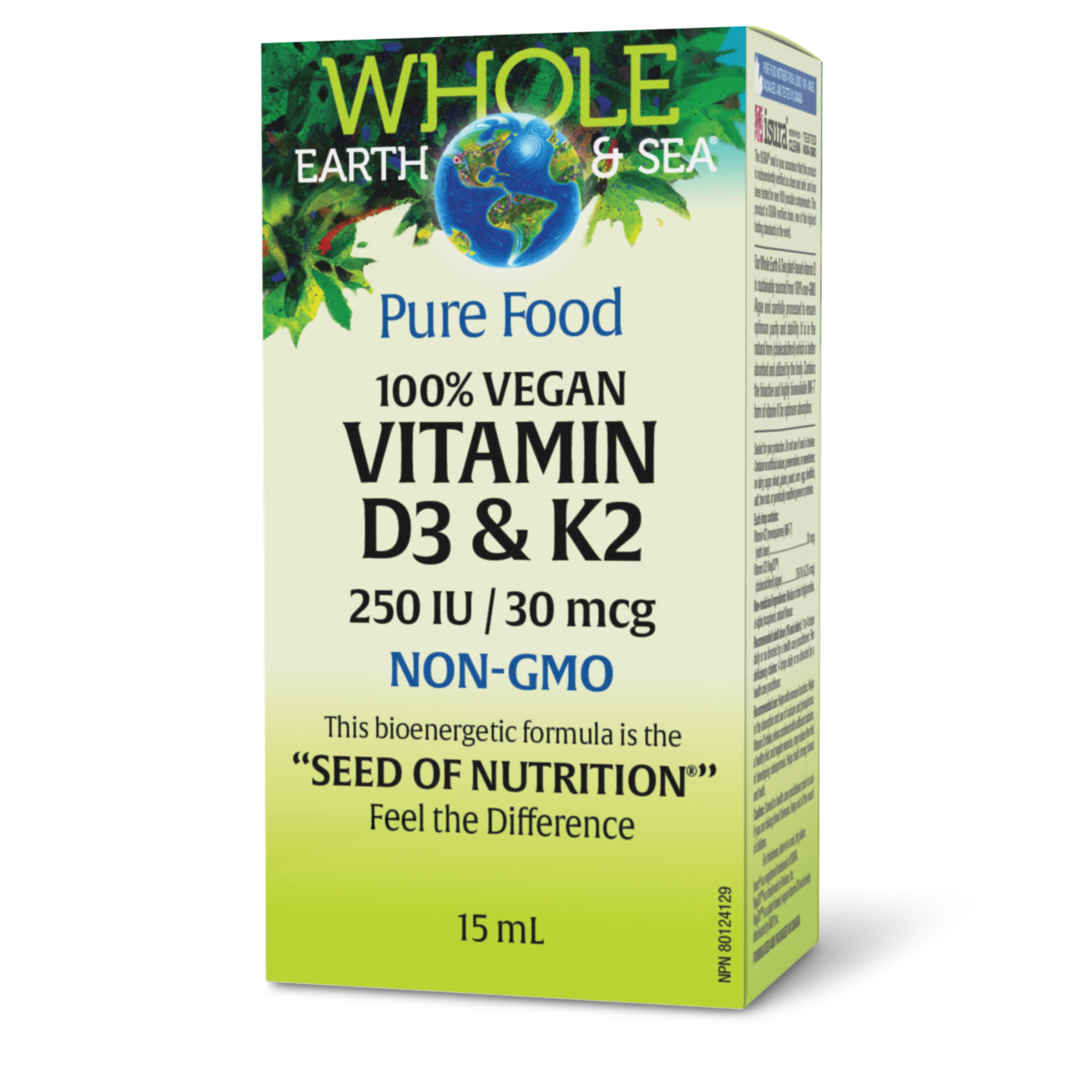 Whole Earth & Sea Pure Food 100% Vegan Vitamin D3 & K2, 15ml
