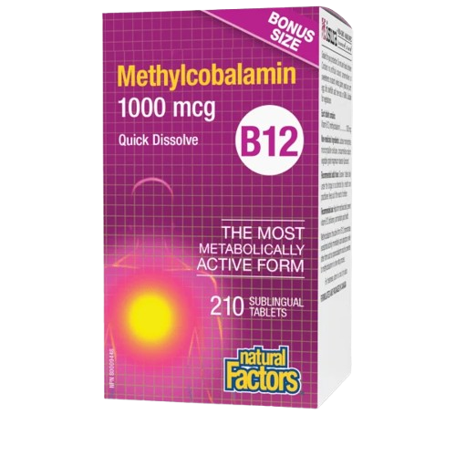 Natural Factors B12 Methylcobalamin 1000 mcg, 210 Sublingual Tabs